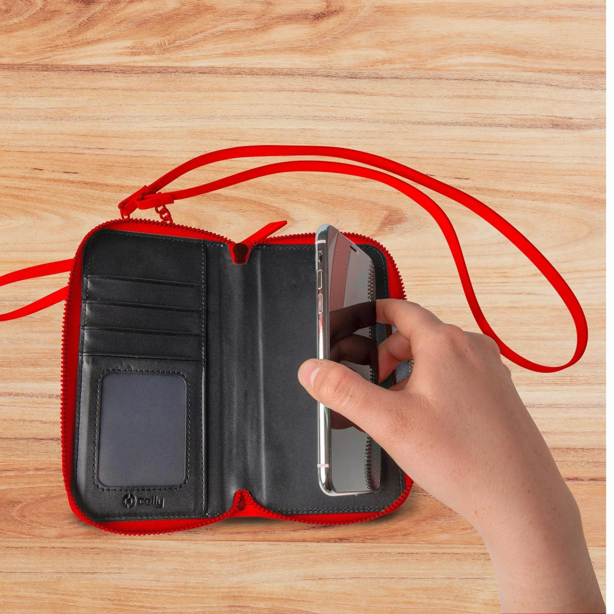 Celly Θήκη Wallet Clutch Venere για Smartphone με Εσωτερικό Μαγνήτη και 6 Εσωτερικές Θήκες Κόκκινη VENERERD - Image 2