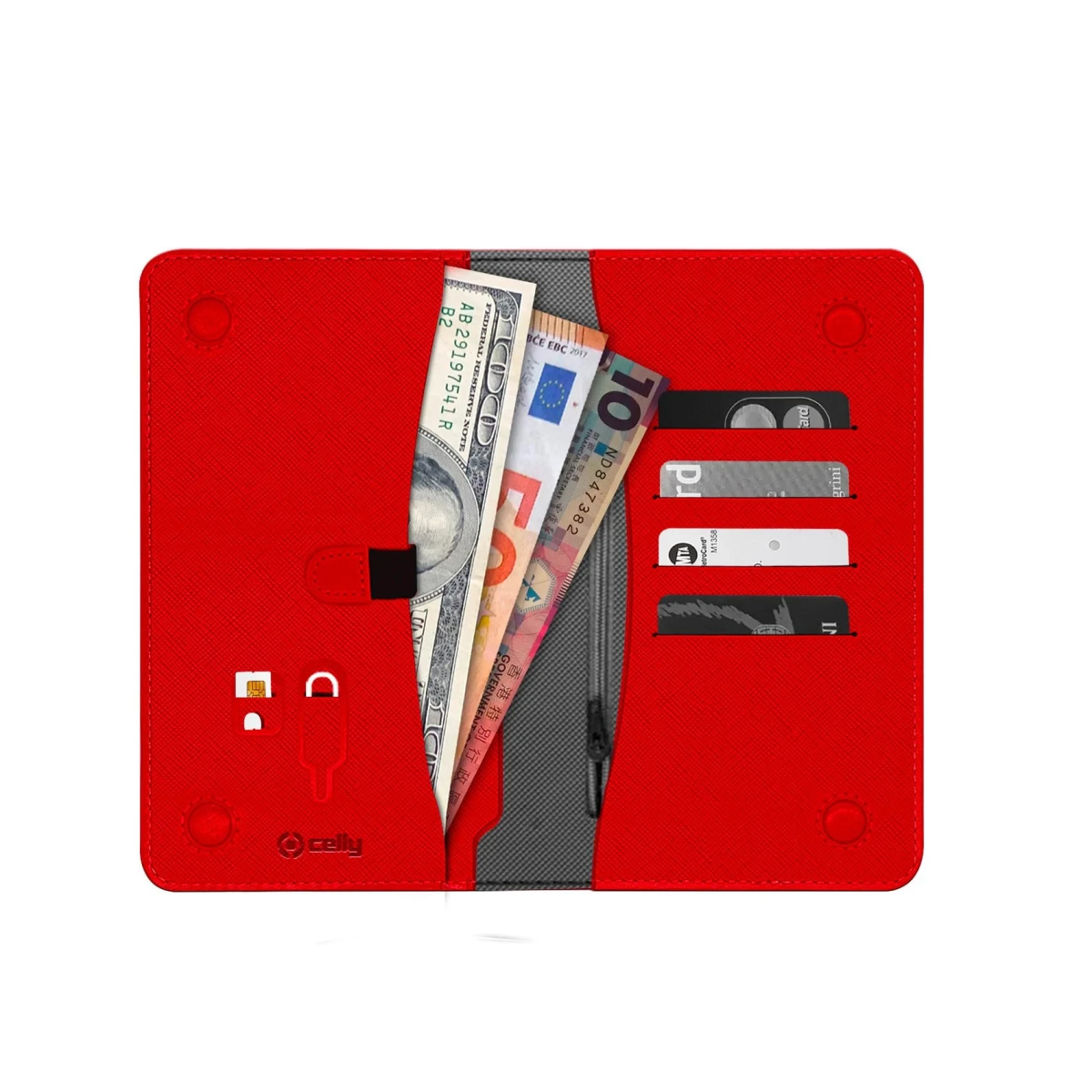 Celly Θήκη Wallet Venere για Smartphone Διαβατήριο και Κάρτες Κόκκινο PASSPORTVRD - Image 3