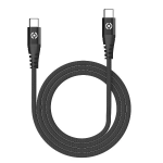 Celly Καλώδιο Φόρτισης Nylon Type-C σε Type-C 60W 1m Μαύρο USBCUSBCNYLBK - Image 2