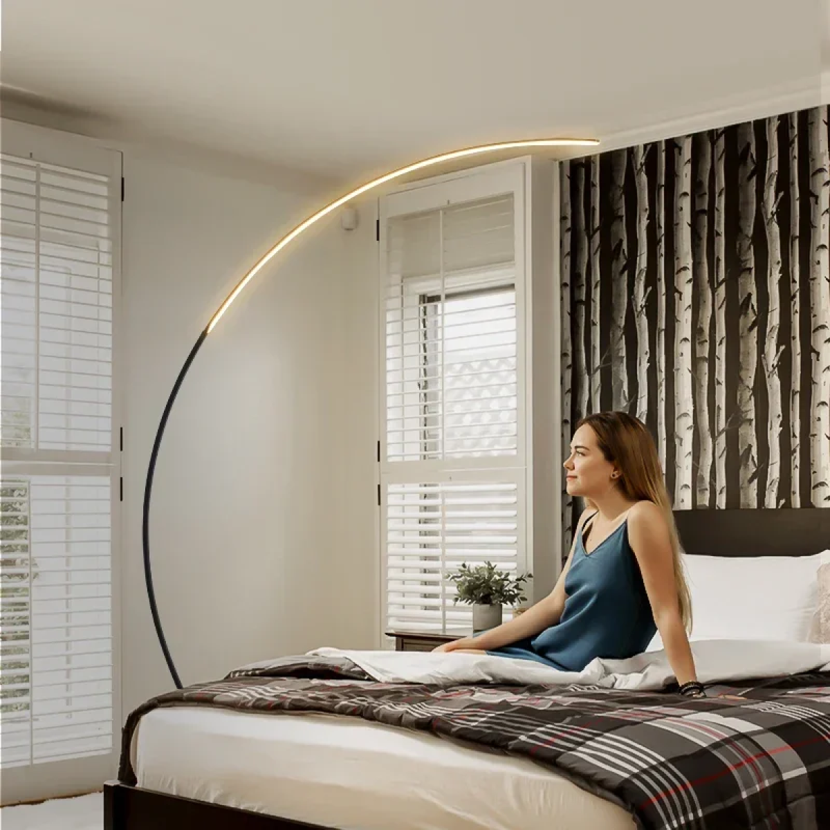 Επιδαπέδιο Nordic Φωτιστικό LED 170cm Dimmable Λευκού Χρώματος με Τηλεχειριστήριο G16-Q35 – Μαύρο
