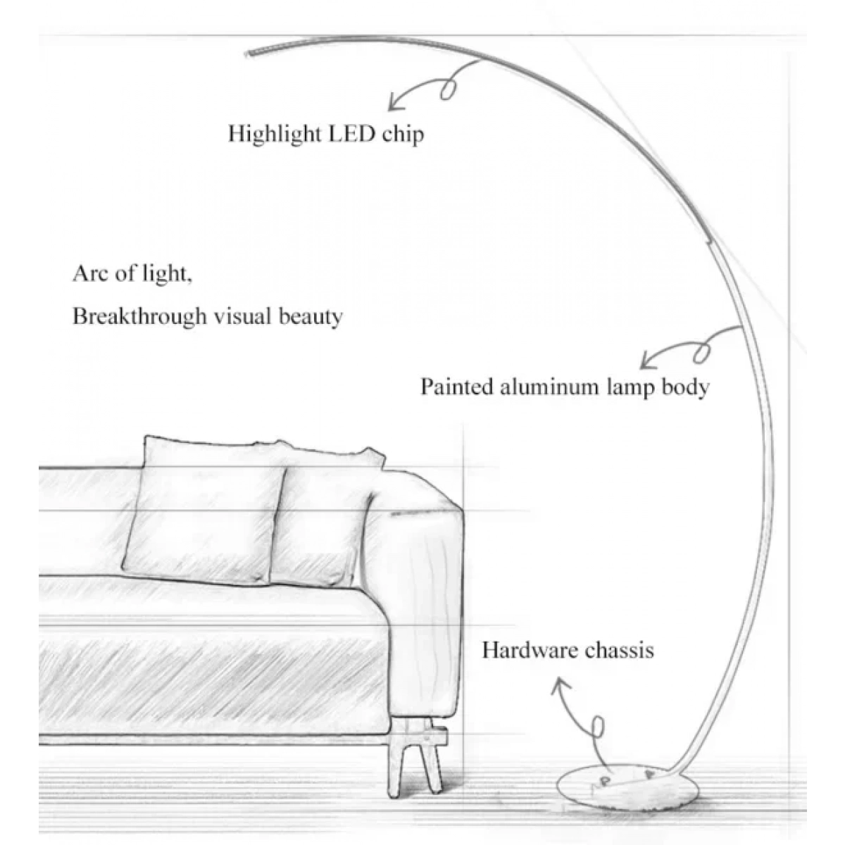 Επιδαπέδιο Nordic Φωτιστικό LED 170cm Dimmable Λευκού Χρώματος με Τηλεχειριστήριο G16-Q35 – Μαύρο