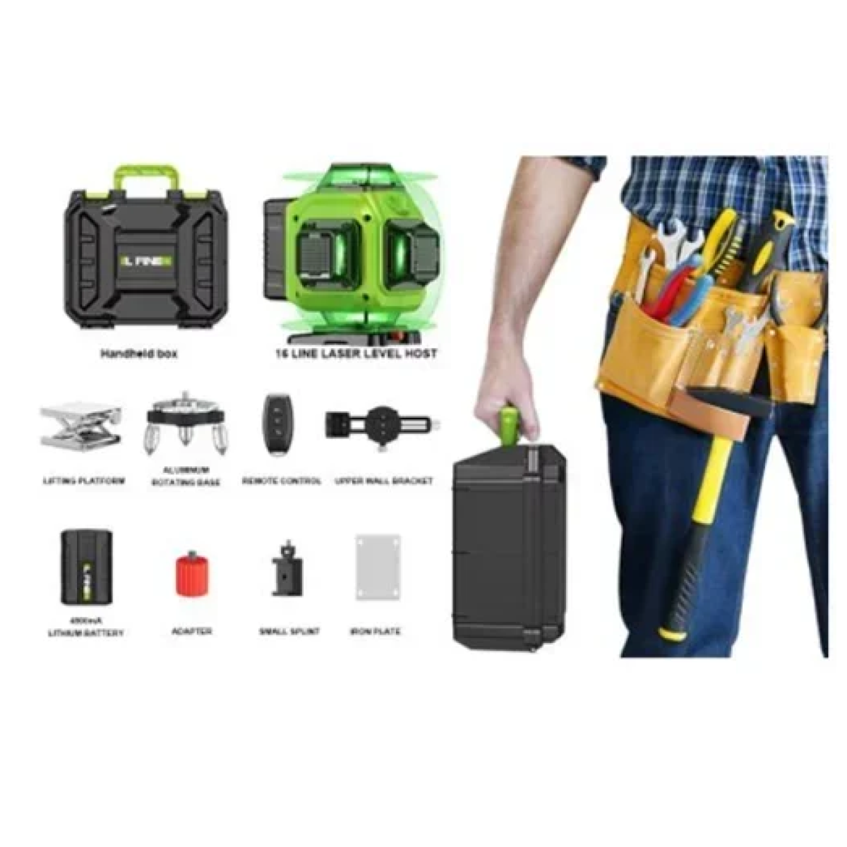 Εργαλείο ευθυγράμμισης - Laser Level Tool Kit Andowl Q-SP07 πράσινο - Image 3