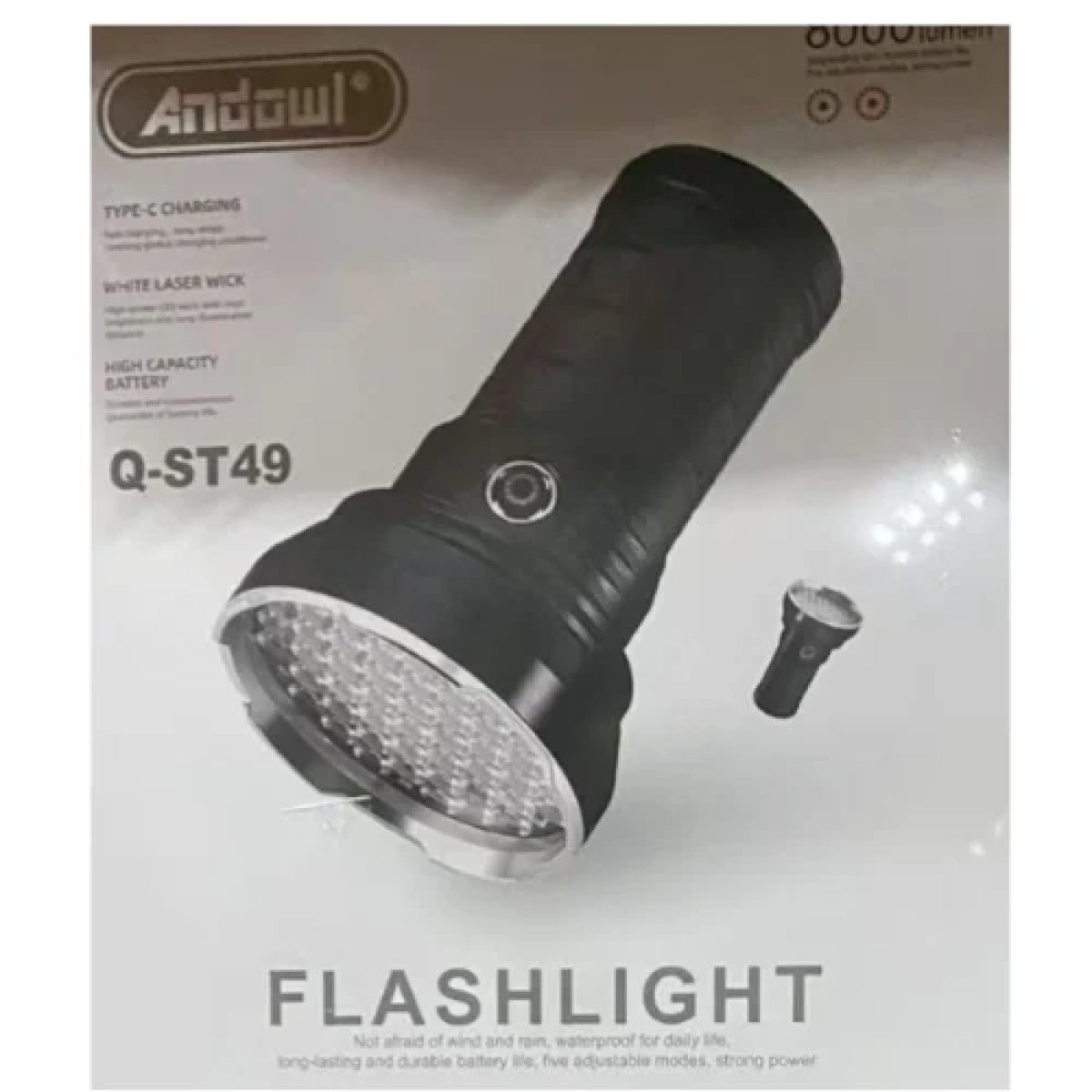 Φακός Επαναφορτιζόμενος 8000lm Andowl Q-ST49