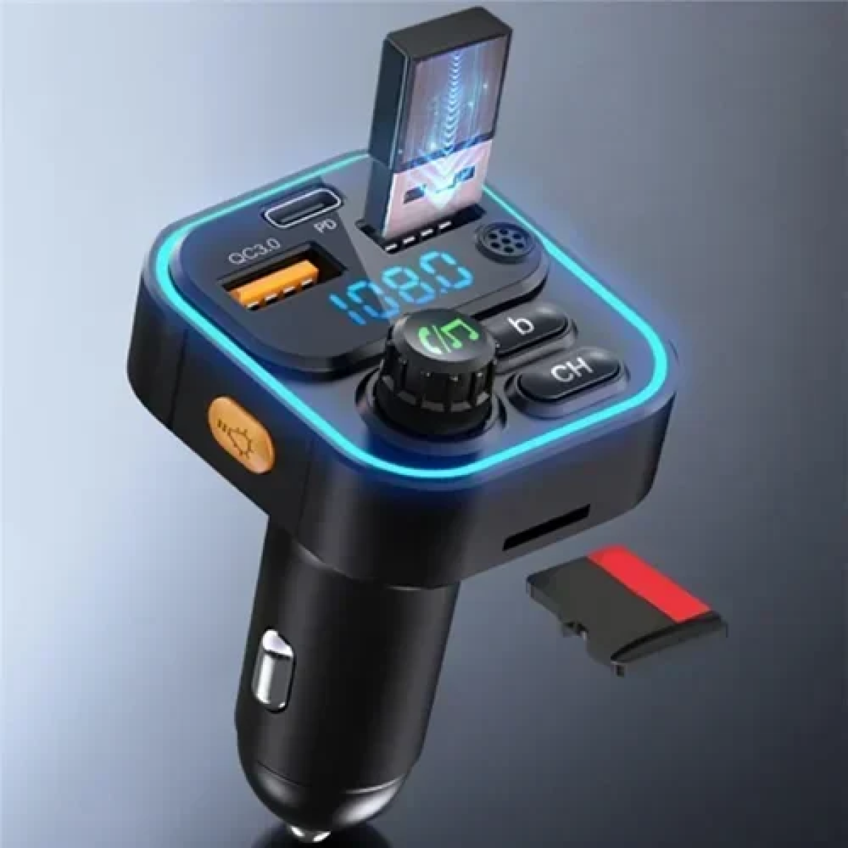 FM Transmitter και φορτιστής αυτοκινήτου WP-C52 μαύρο - Image 2