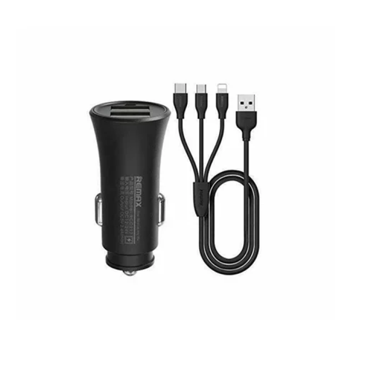 Φορτιστής αυτοκινήτου 2.4A με θύρες 2xUSB με καλώδιο Micro-USB / Type-C Remax RCC-236