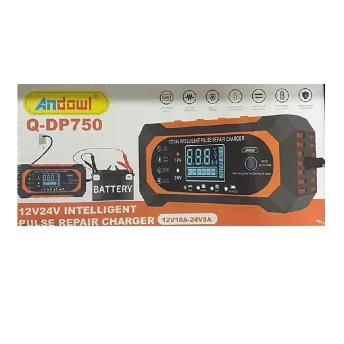 Φορτιστής μπαταριών 12V10A - 24V5A Andowl Q-DP750 πορτοκαλί/μαύρο