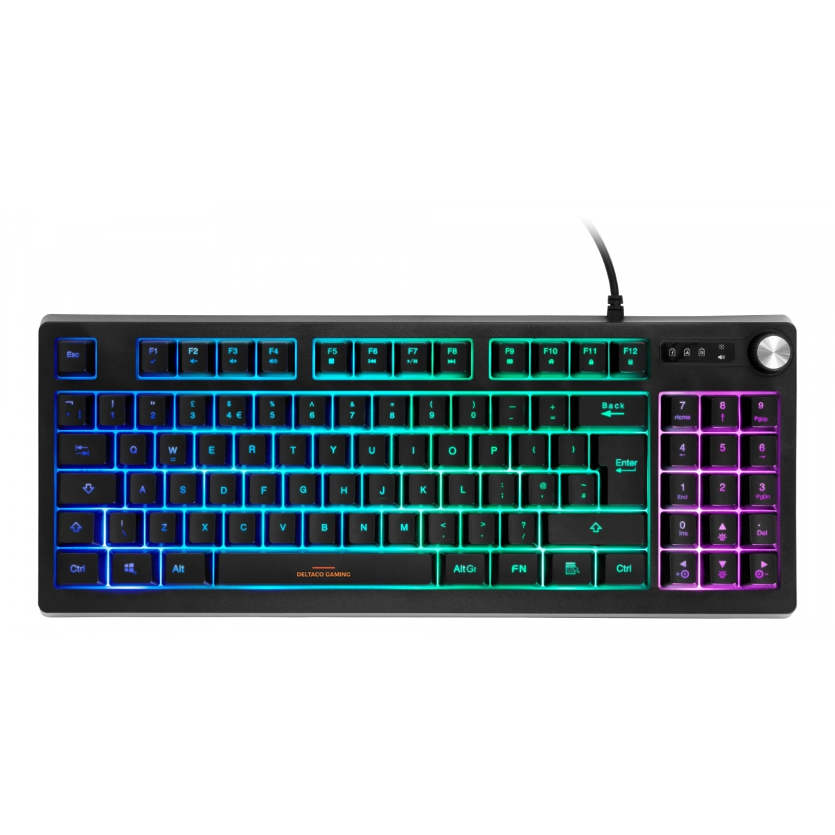 Deltaco Gaming Πληκτρολόγιο Μεμβράνης Ενσύρματο TKL RGB UK Layout Μαύρο GAM-110-UK - Image 2