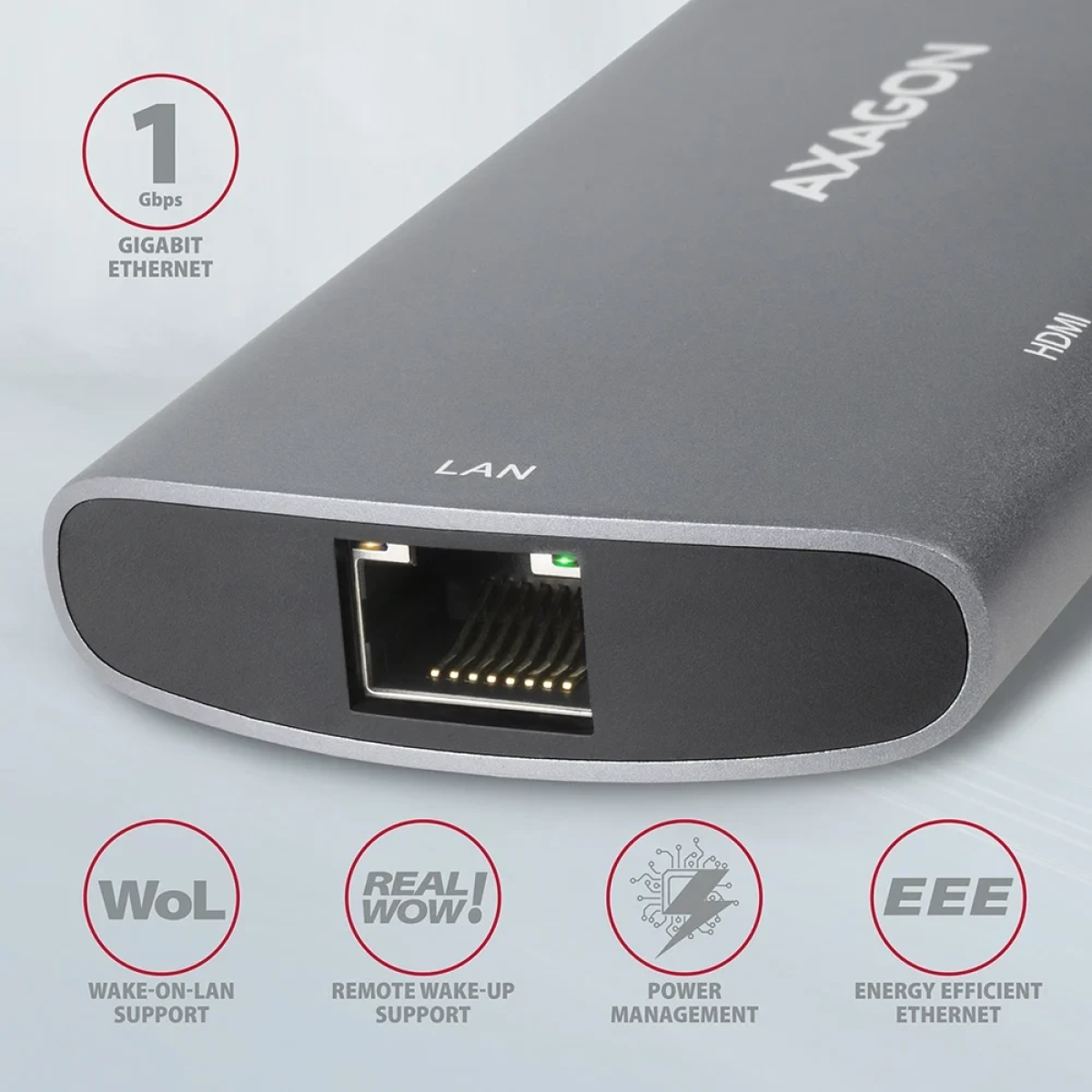 2x USB-A + PD 100W Ασημί HMC-6M2