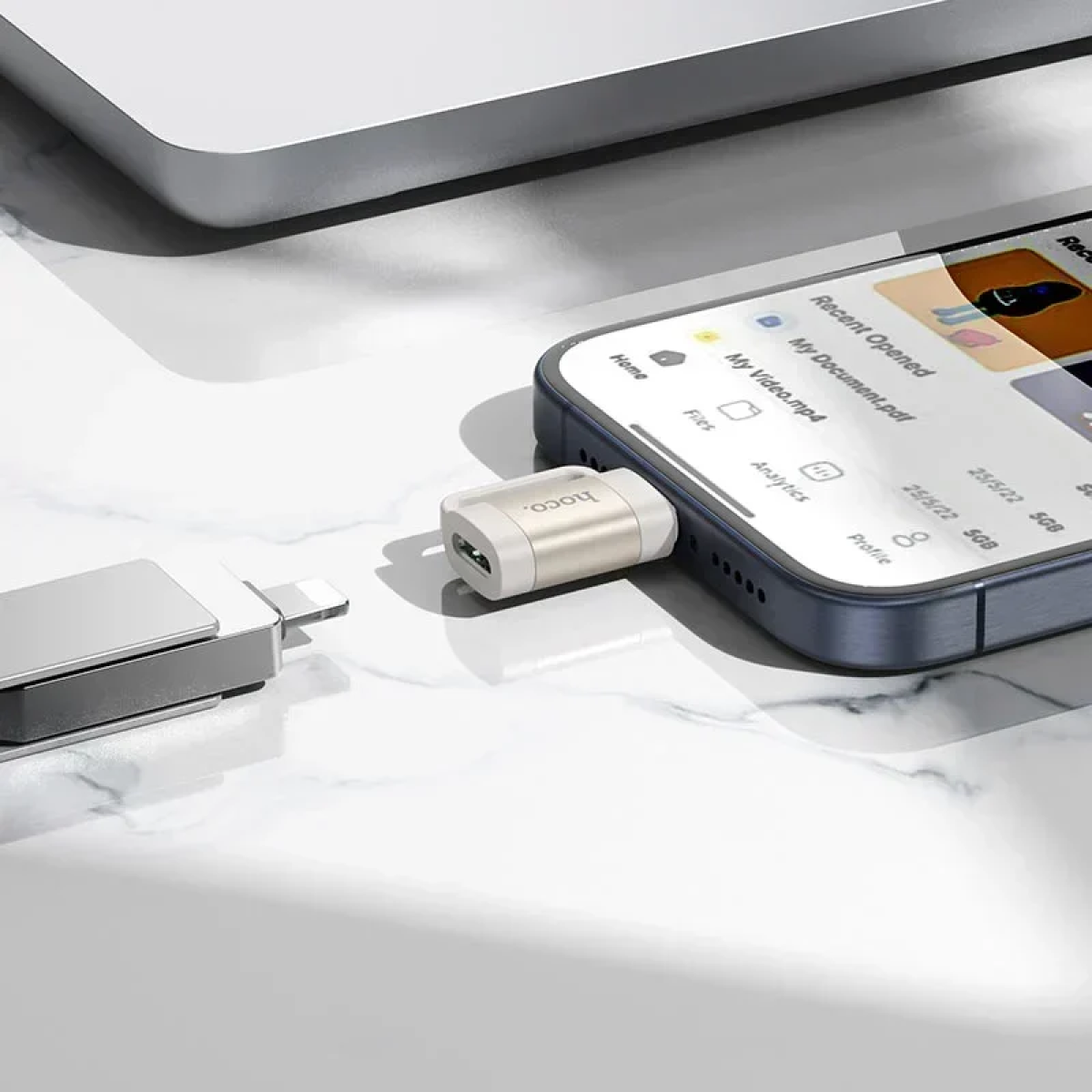 Hoco UA31E Μετατροπέας USB-C male σε Lightning female Λευκό