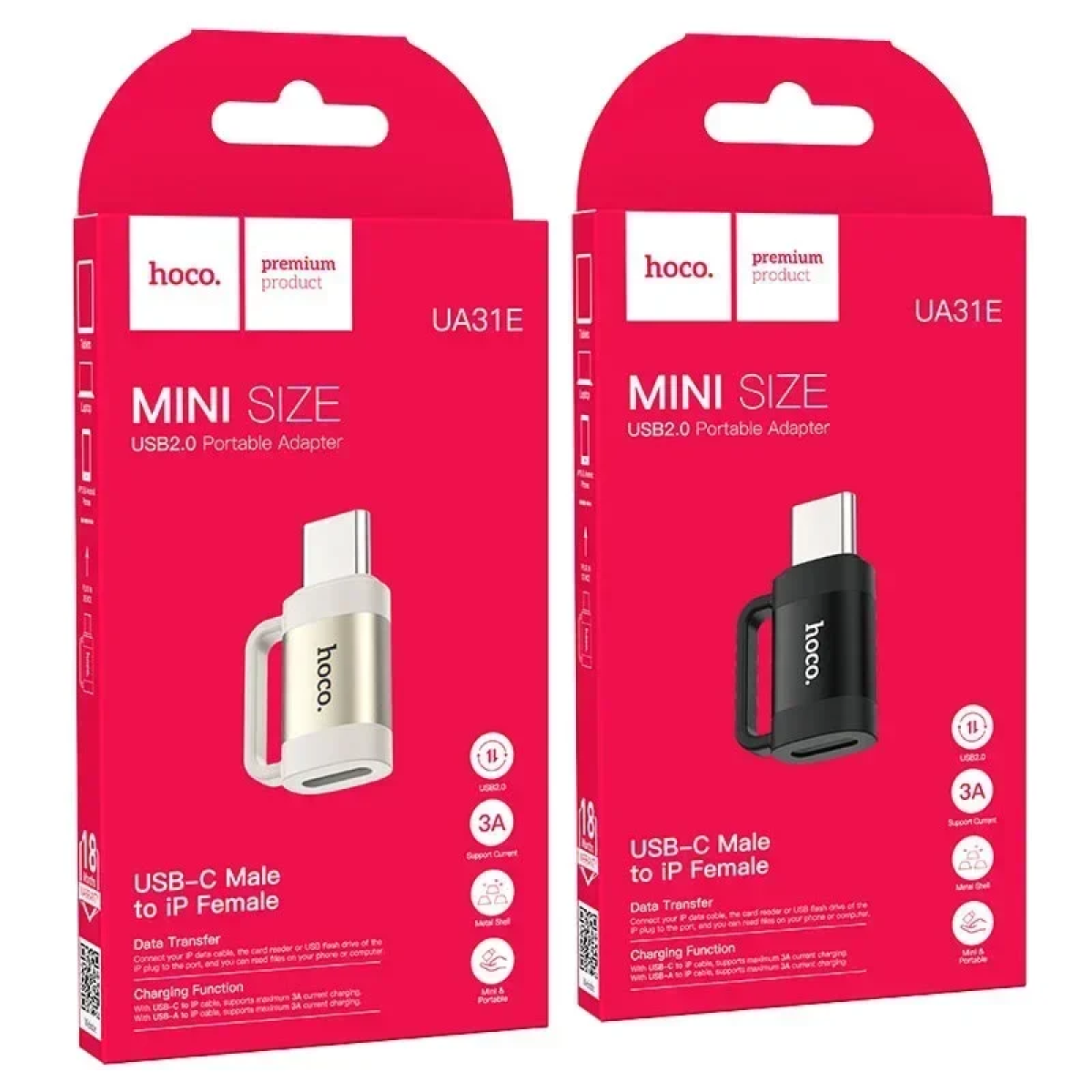 Hoco UA31E Μετατροπέας USB-C male σε Lightning female Μαύρο