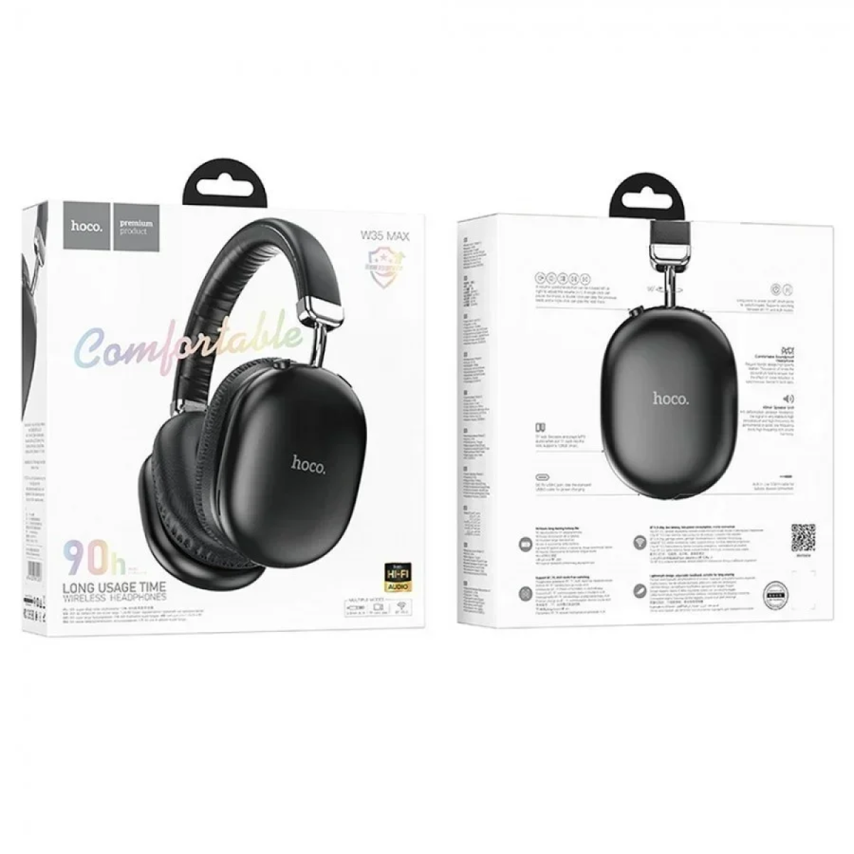 Hoco W35 Ασύρματα/Ενσύρματα Over Ear Ακουστικά με 40 ώρες Λειτουργίας Μαύρα
