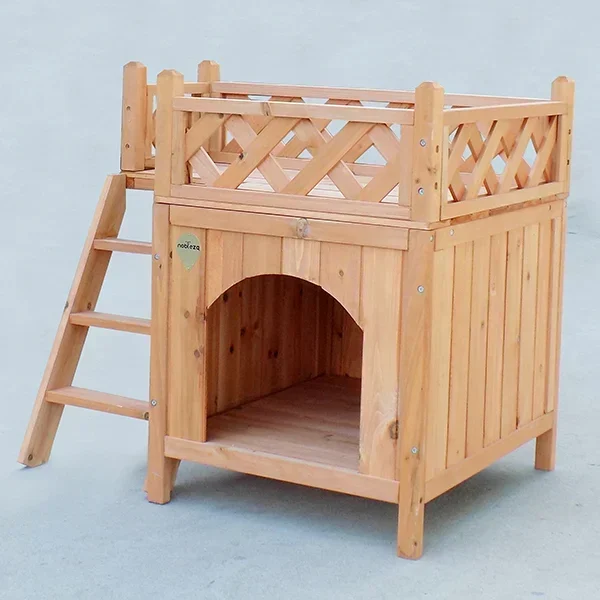 Σπιτάκι Ξύλινο για Γάτες και Σκύλους με Σκάλα και Χώρο στο Πάνω Μέρος L73*W53*H66cm