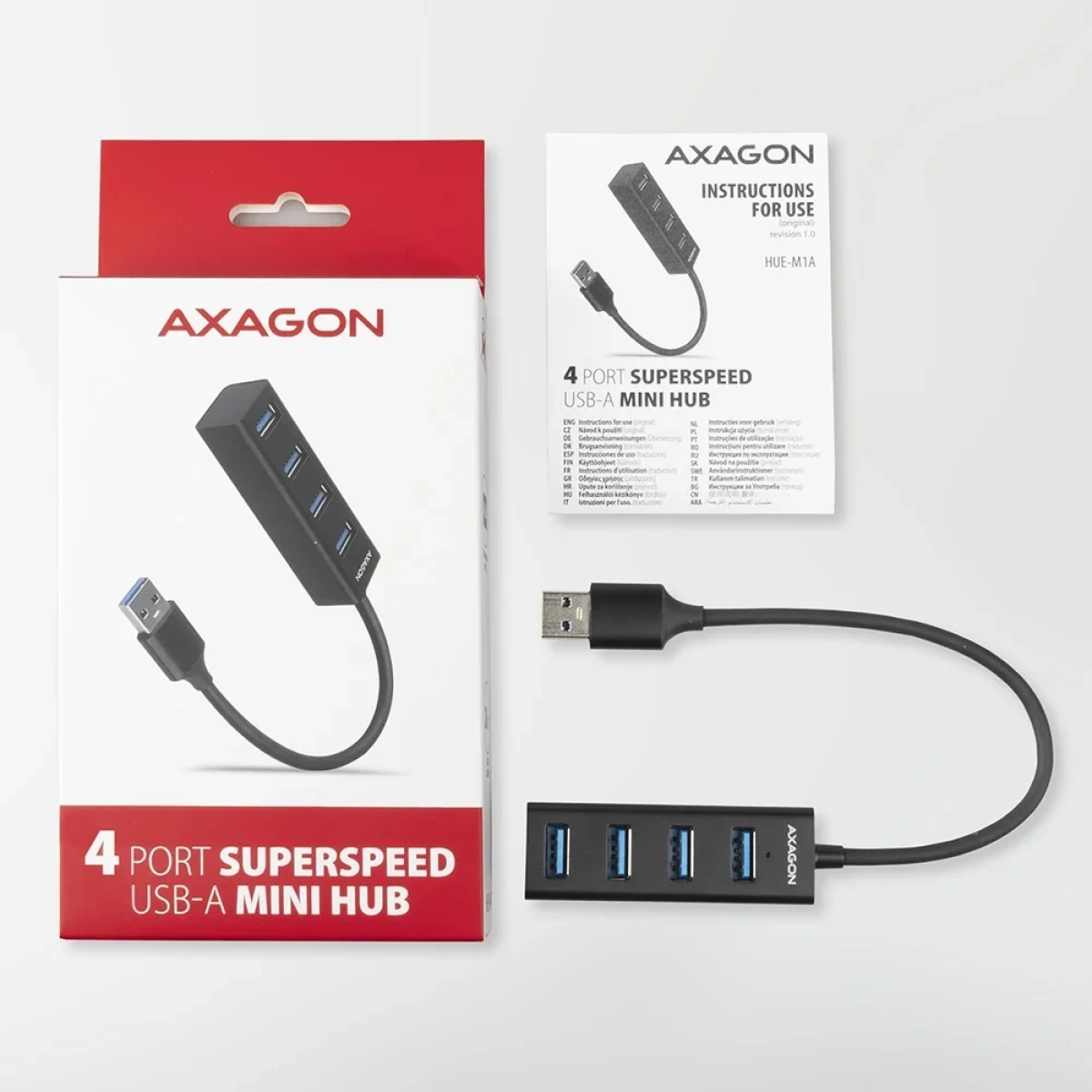 Axagon USB-A HUB 4x USB-A 3.2 Gen 1 Μεταλλικό Καλώδιο 20cm Μαύρο HUE-M1A - Image 4