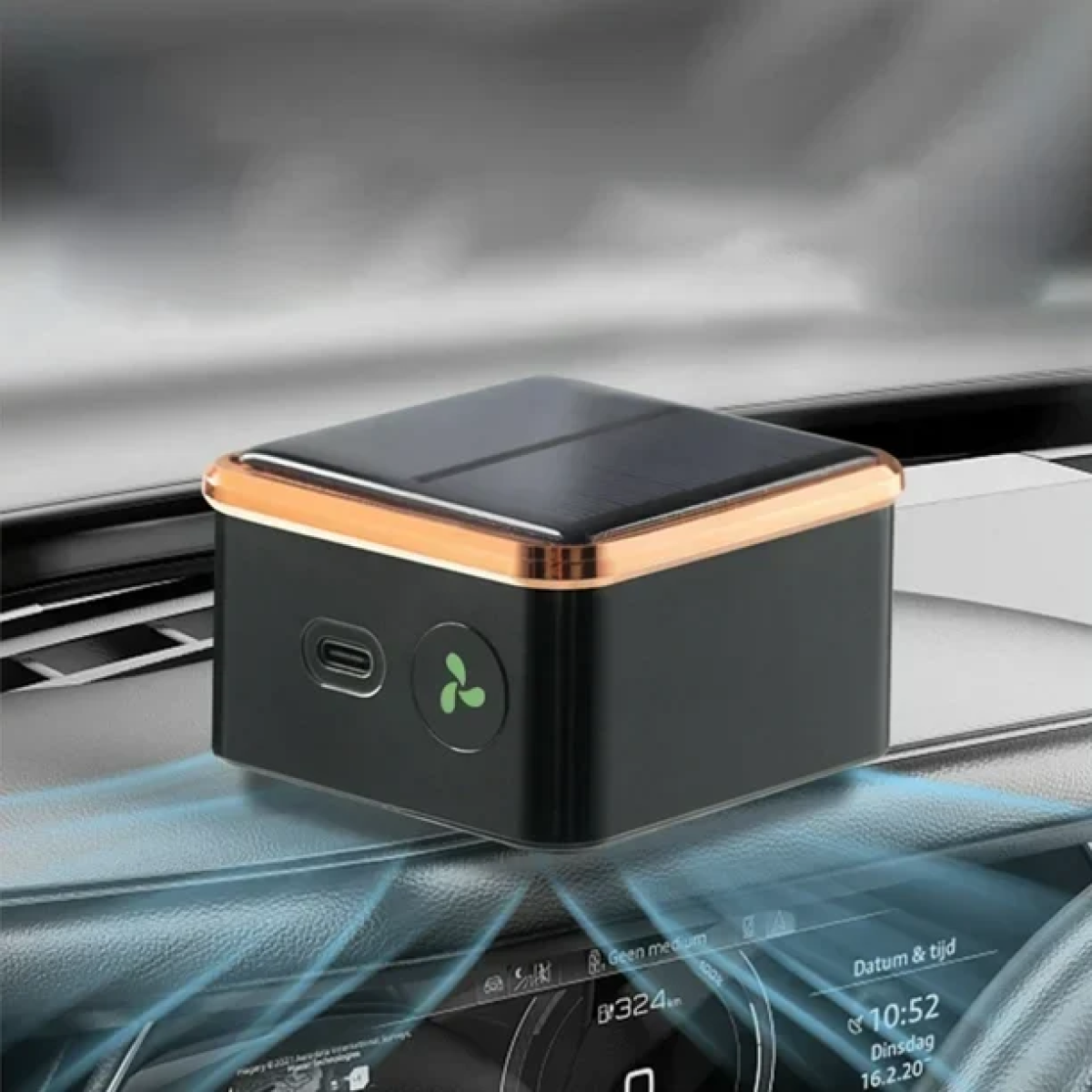 Ηλιακός Καθαριστής Αέρα Αυτοκινήτου USB 18054-11 Μαύρο/Χρυσό