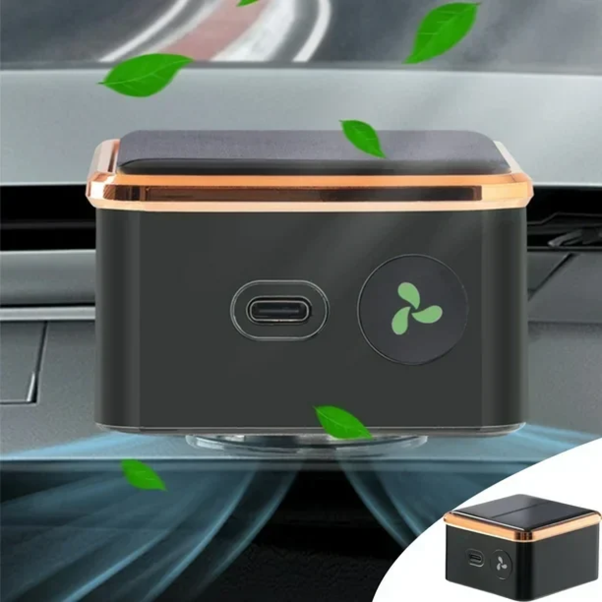 Ηλιακός Καθαριστής Αέρα Αυτοκινήτου USB 18054-11 Μαύρο/Χρυσό