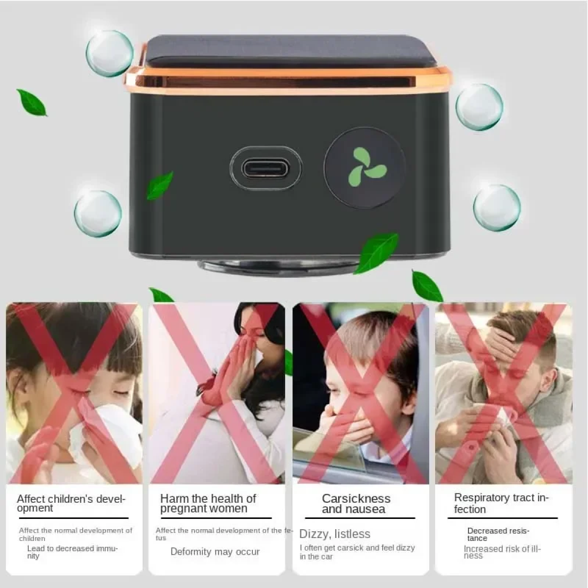 Ηλιακός Καθαριστής Αέρα Αυτοκινήτου USB 18054-11 Μαύρο/Kόκκινο
