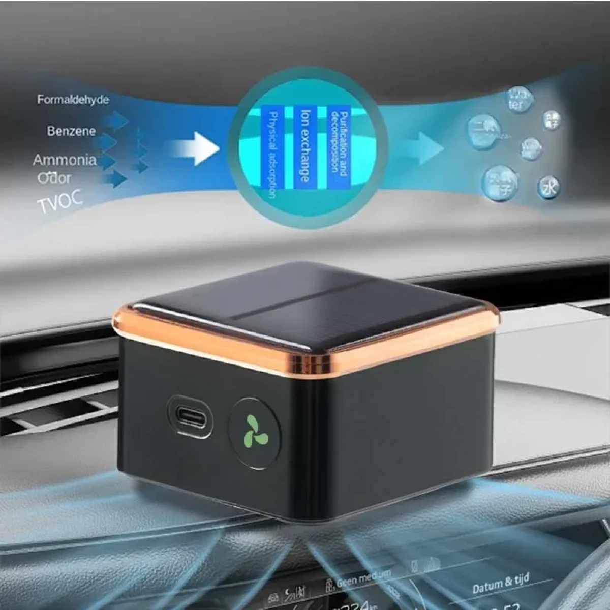 Ηλιακός Καθαριστής Αέρα Αυτοκινήτου USB 18054-11 Μαύρο/Kόκκινο