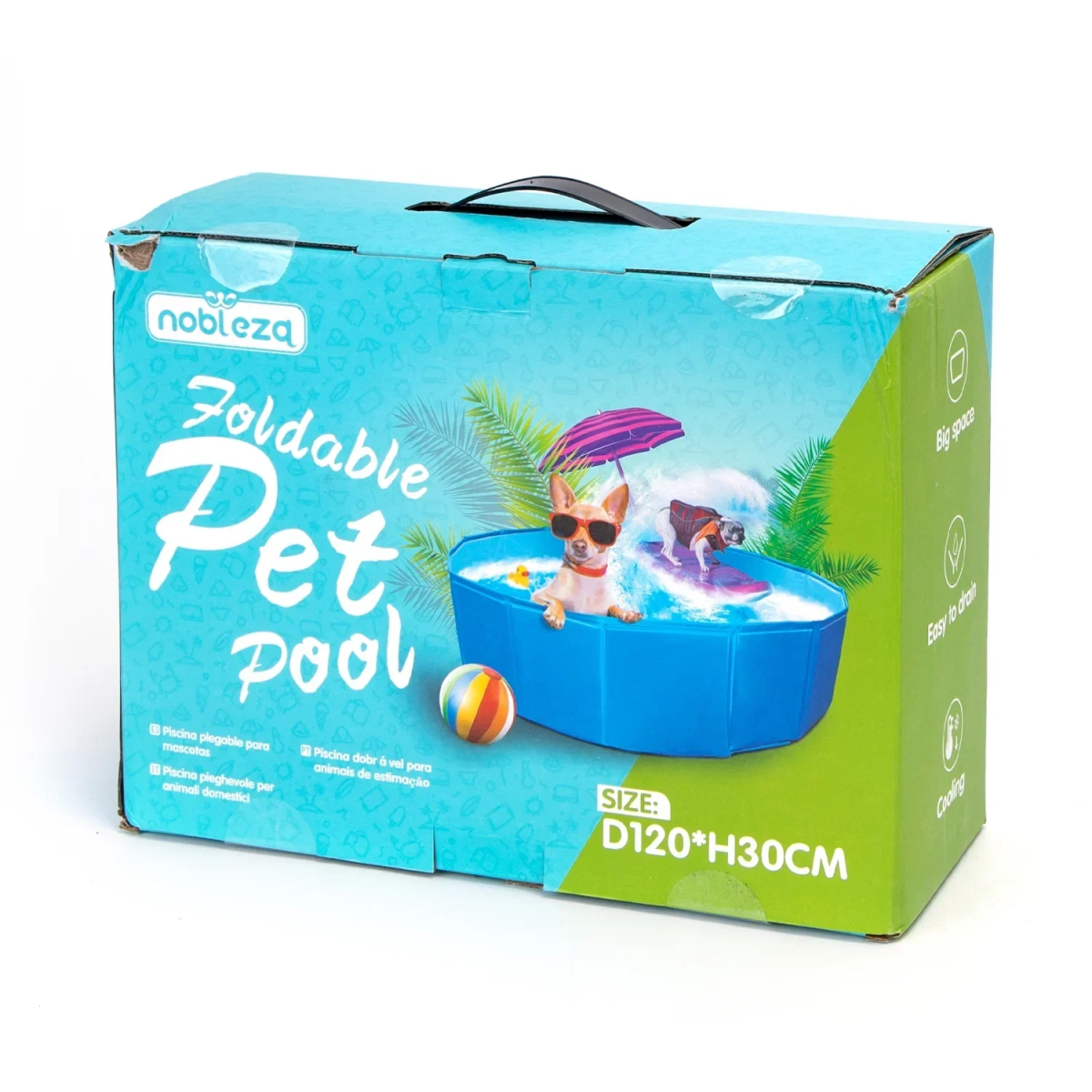 Πισίνα Αναδιπλούμενη για Σκύλους D120*H30cm Medium Blue