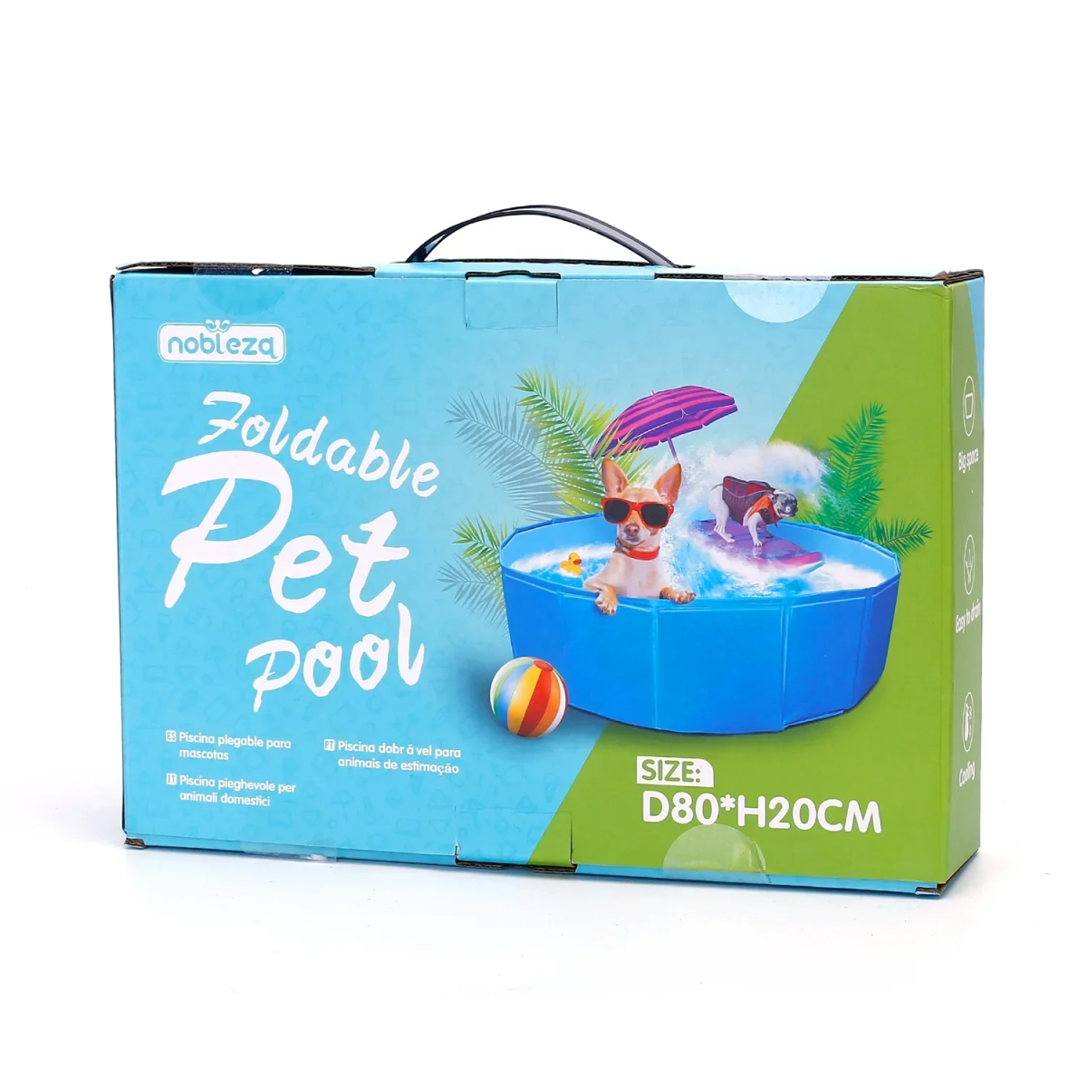 Πισίνα Αναδιπλούμενη για Σκύλους D80*H20cm Small Blue