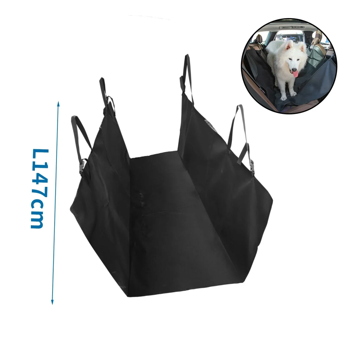 Κάλυμμα Καθίσματος Αυτοκινήτου για Κατοικίδια L147*W145cm Μαύρο