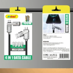 Καλώδιο Data 1m 100W 4 σε 1 Andowl Q-SJ536 μαύρο - Image 2