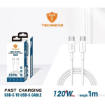 Καλώδιο Φόρτισης Technovo Fast Charger 120W USB-C To USB-C TN-D061 1m Λευκό