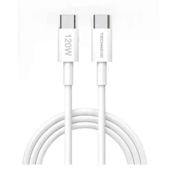 Καλώδιο Φόρτισης Technovo Fast Charger 120W USB-C To USB-C TN-D061 1m Λευκό