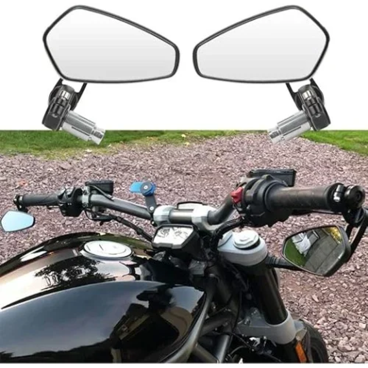 Καθρέπτες μοτοσυκλέτας 2τμχ Rear View 22mm RY351 Μαύρο