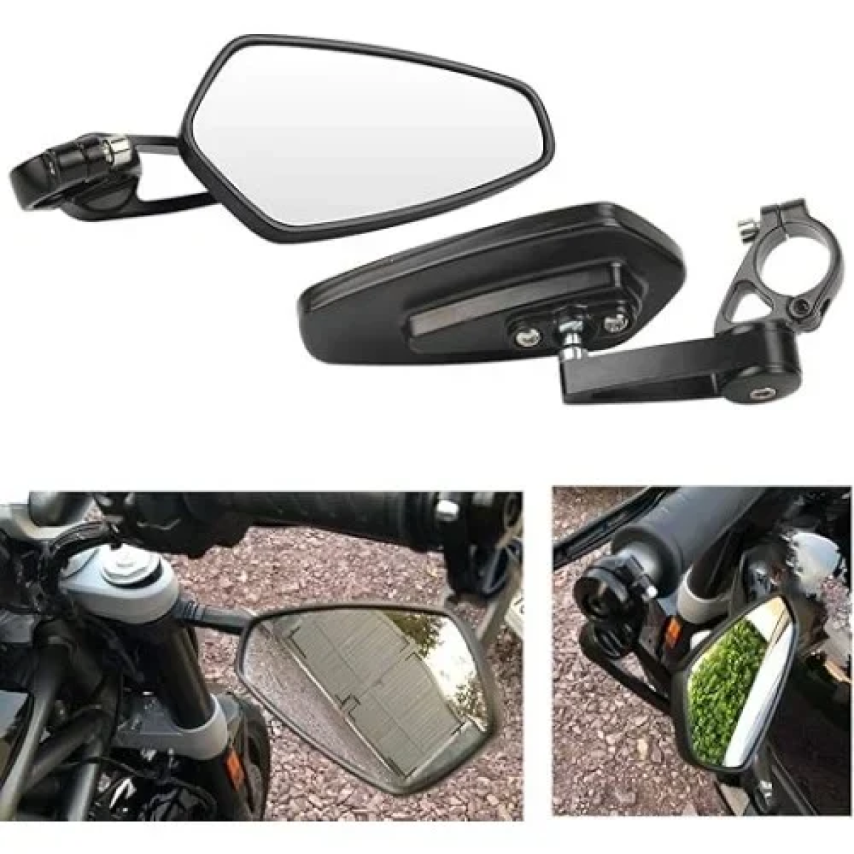 Καθρέπτες μοτοσυκλέτας 2τμχ Rear View 22mm RY351 Μαύρο