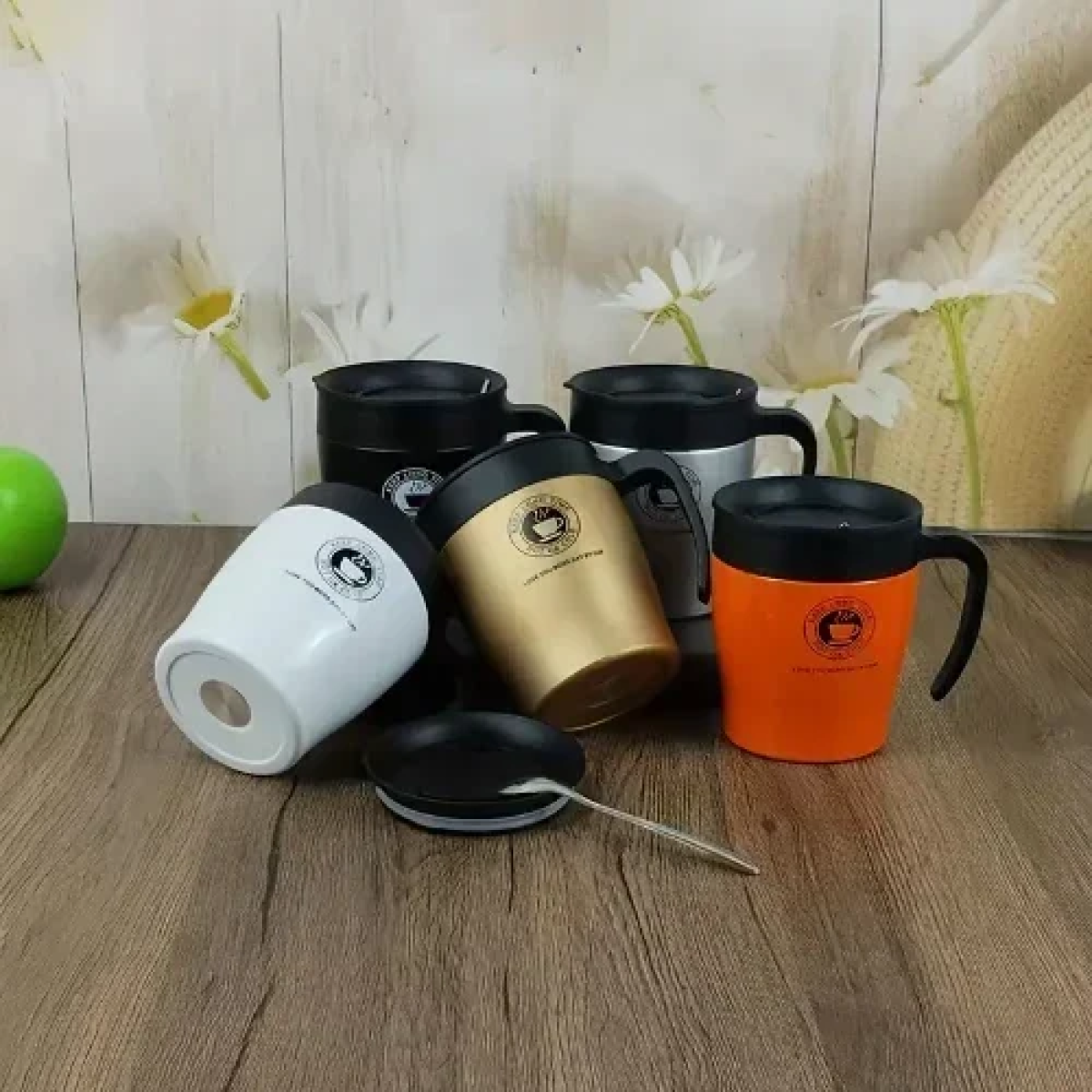 Κούπα Θερμός 330ml με Καπάκι & Κουταλάκι Λευκό