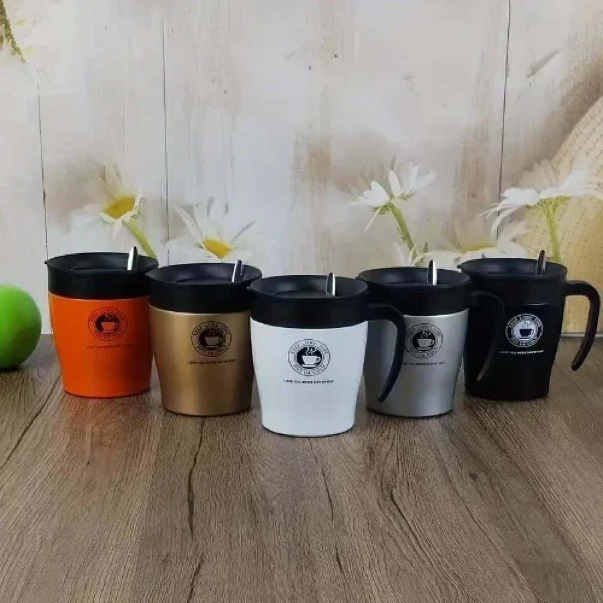 Κούπα Θερμός 330ml με Καπάκι & Κουταλάκι Λευκό