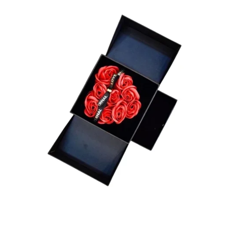 Κουτάκι δώρου για κόσμημα με καρδιά 9x12cm μαύρο 82309