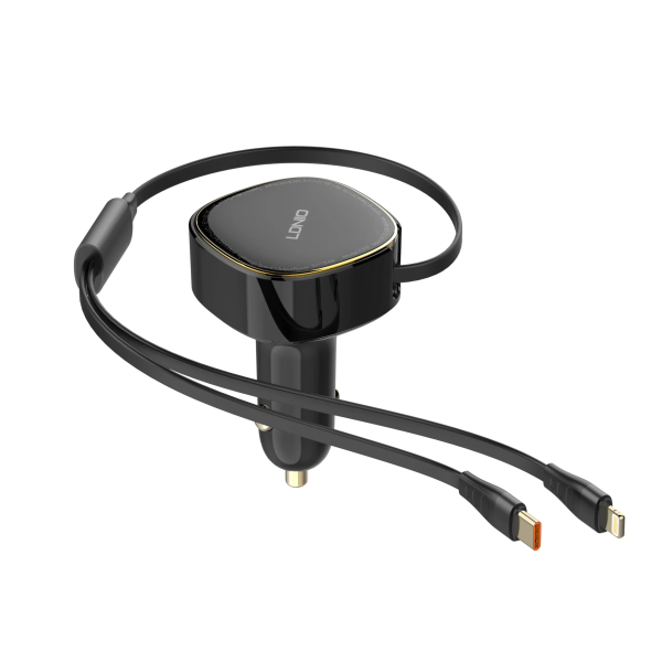 LDNIO C107 Φορτιστής Αυτοκινήτου 30W με iP & Type-C Τηλεσκοπικό Καλώδιο PD QC3.0 Fast Charging