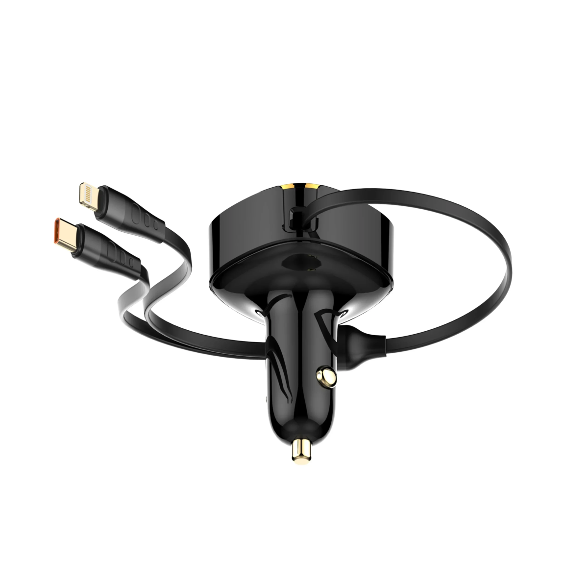 LDNIO C107 Φορτιστής Αυτοκινήτου 30W με iP & Type-C Τηλεσκοπικό Καλώδιο PD QC3.0 Fast Charging