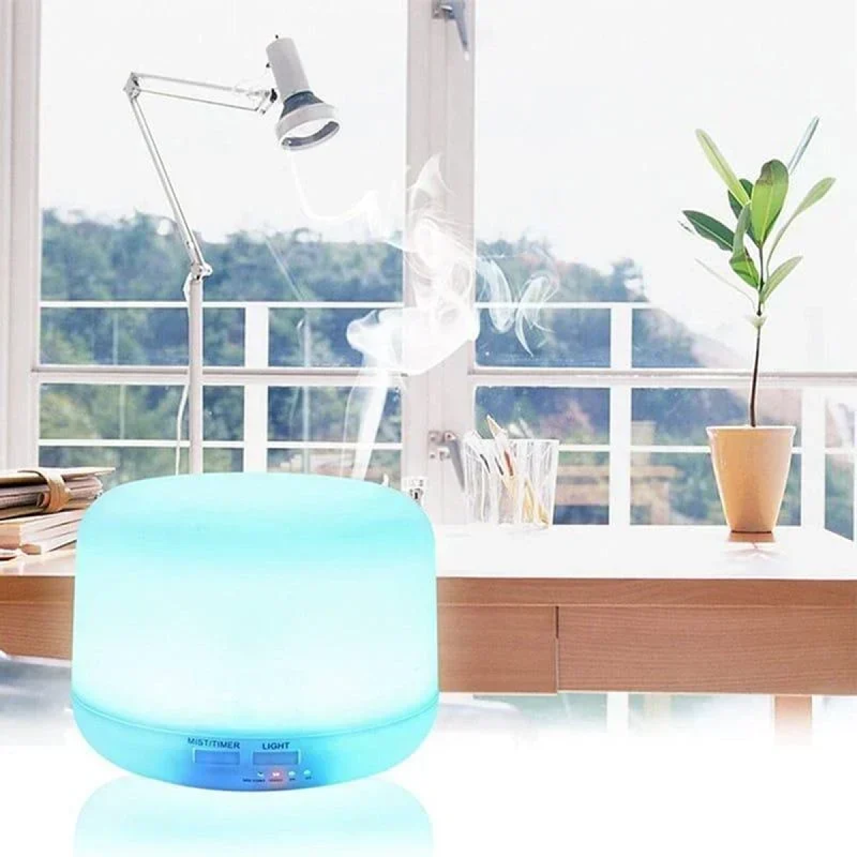 Led Συσκευή Αρωματοθεραπείας Υπερήχων Humidifier Λευκή 300ml