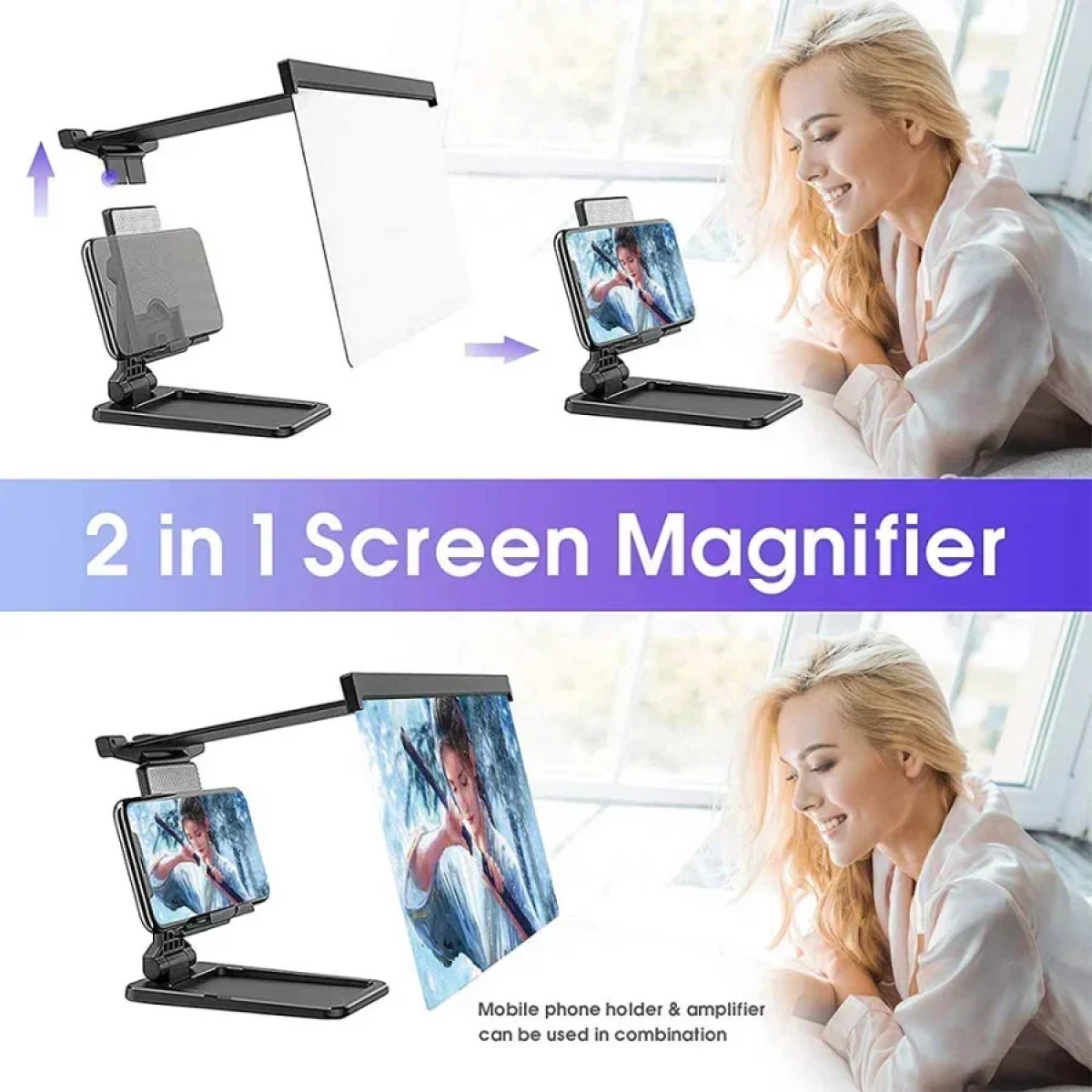 Μεγεθυντής Οθόνης 12” 3D Home Cinema με Βάση για το Κινητό Τηλέφωνο F12