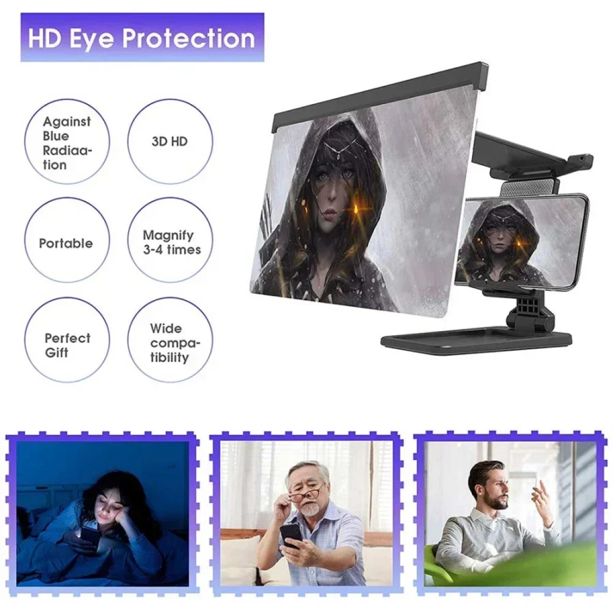 Μεγεθυντής Οθόνης 12” 3D Home Cinema με Βάση για το Κινητό Τηλέφωνο F12