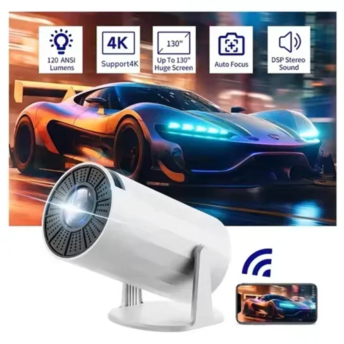 Mini Projector λάμπας LED με ανάλυση Ultra 4K - λευκό - Image 3