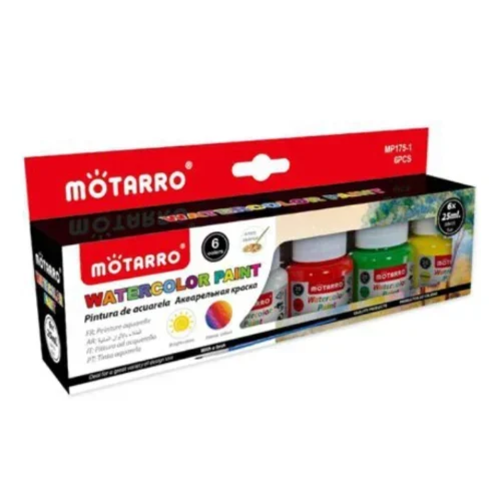 Νερομπογιές 6 Χρώματα & Πινέλο Motarro MP175-1