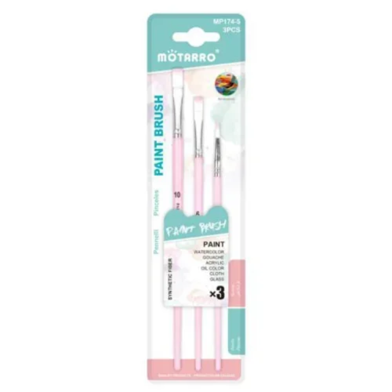 Πινέλα Ζωγραφικής Σετ 3τμχ Νο 10-6-2 Μοtarro MP174-5 Ροζ