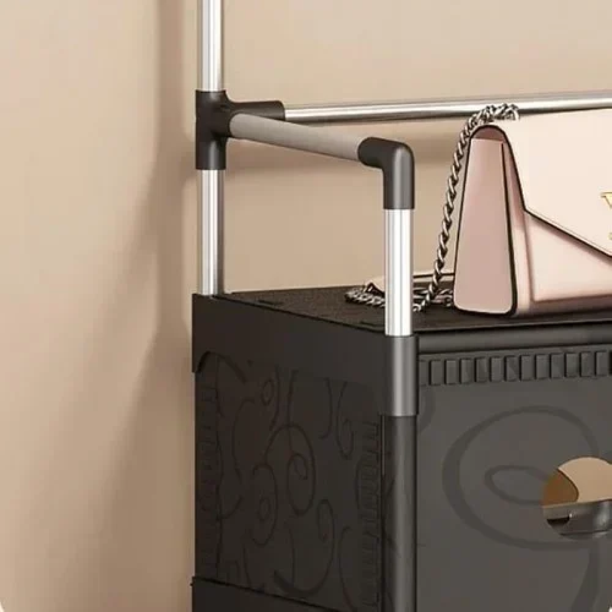 Πολυλειτουργικό Έπιπλο Εισόδου με Κρεμάστρα, Ράφια παπουτσιών και Συρτάρια 5 Επιπέδων Μαύρο dx6205h