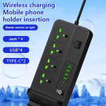 Πολύπριζο 4 θέσεις Σούκο, 4 θύρες Usb & 2 θύρες Type-c με Ασύρματη Φόρτιση Τηλεφώνου Andowl Q-PX120