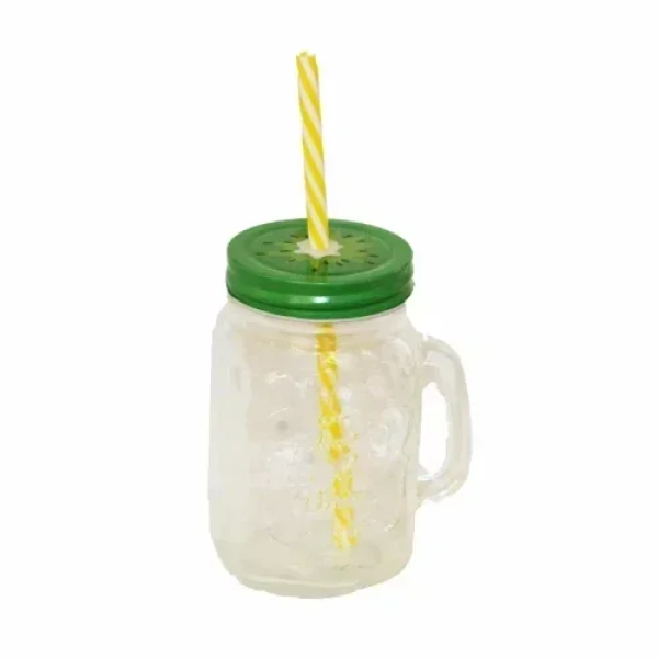 Ποτήρι Cocktail Βαρελάκι 420ml Homie 100387 σε σχέδιο Ακτινίδιο με Καλαμάκι