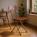 Πτυσσόμενη Καρέκλα / Σκαμπό Ξύλινη με Σκελετό Αλουμινίου Σκούρο Καφέ 36132-72