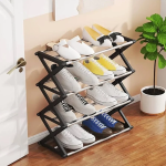 Πτυσσόμενη Παπουτσοθήκη με 4 Ράφια 41x19x49cm ΥΗ6615-4 Μαύρο