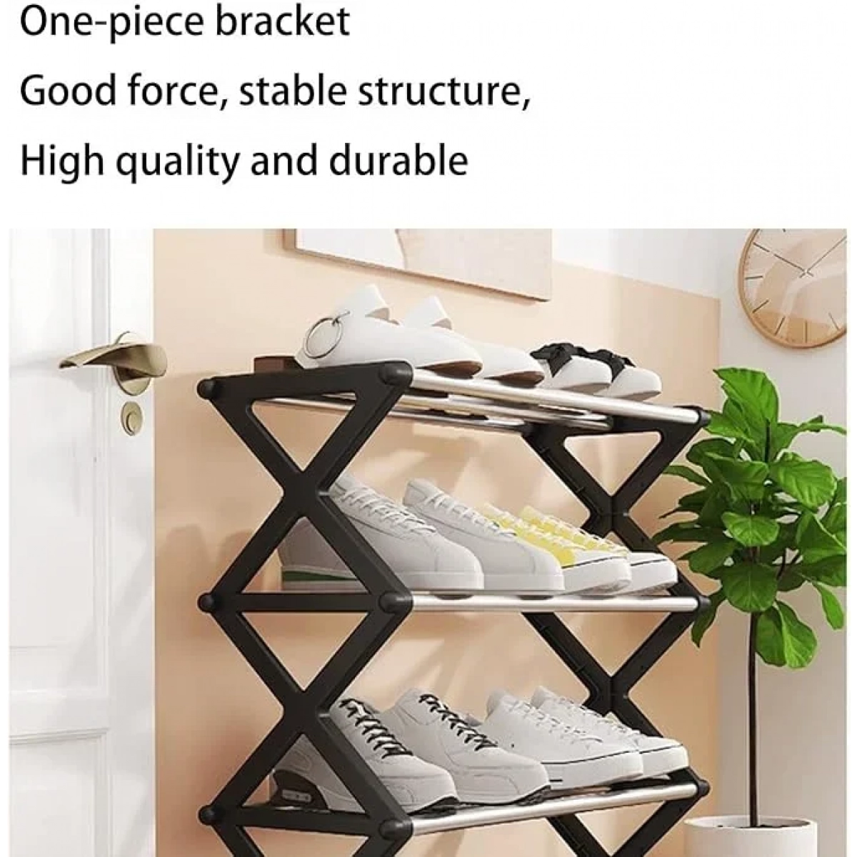 Πτυσσόμενη Παπουτσοθήκη με 4 Ράφια 41x19x49cm ΥΗ6615-4 Μαύρο