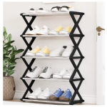 Πτυσσόμενη Παπουτσοθήκη με 5 Ράφια 41x19x65cm ΥΗ6615-5 Μαύρο