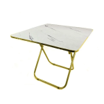 Πτυσσόμενο Τραπεζάκι με σχέδιο λευκό μάρμαρο & χρυσό σκελετό 80x80cm 36132-67