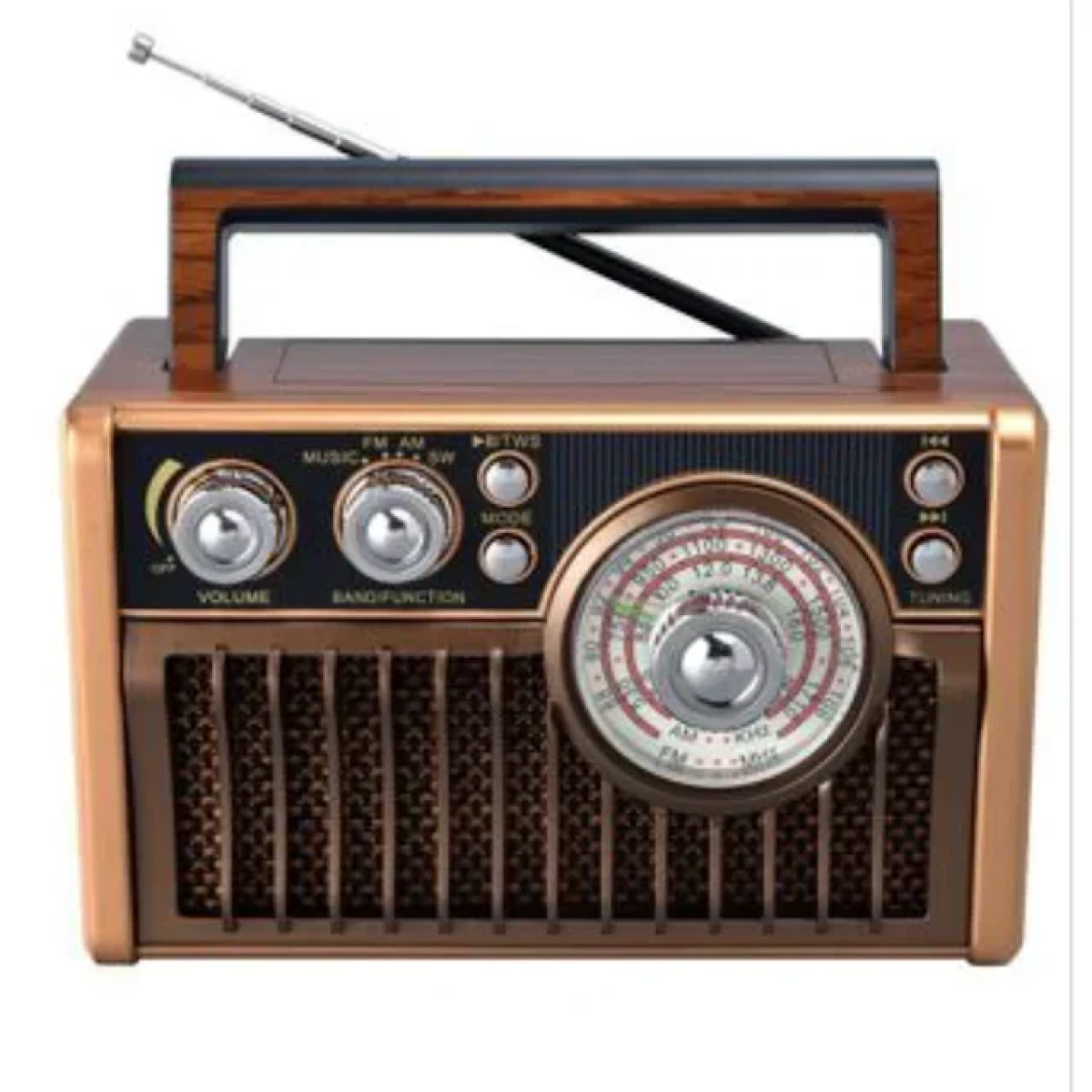 Retro Ραδιόφωνο Επαναφορτιζόμενο Με Ηλιακό Πάνελ Με Bluetooth Και USB CMiK MK-498ΒΤ Χρυσό