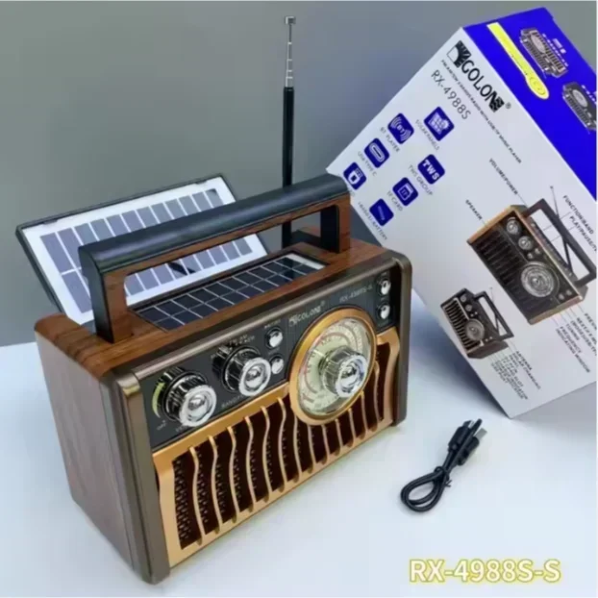 Retro Ραδιόφωνο Επαναφορτιζόμενο Με Ηλιακό Πάνελ Με Bluetooth Και USB CMiK MK-498ΒΤ Καφέ